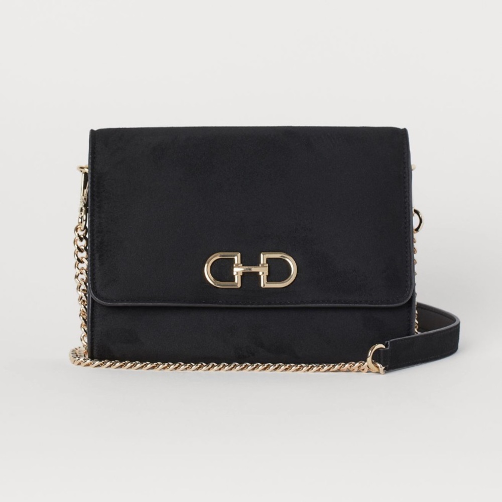 black suede shoulder bag